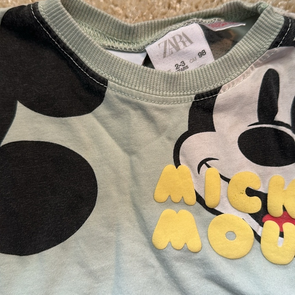 Zara Kids Mickey Mouse Tee - Green & Black - Picture 2 of 2